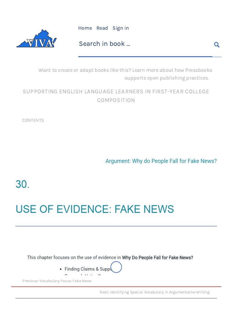 Use of Evidence - Fake News - Supporting English Language Learners in ...