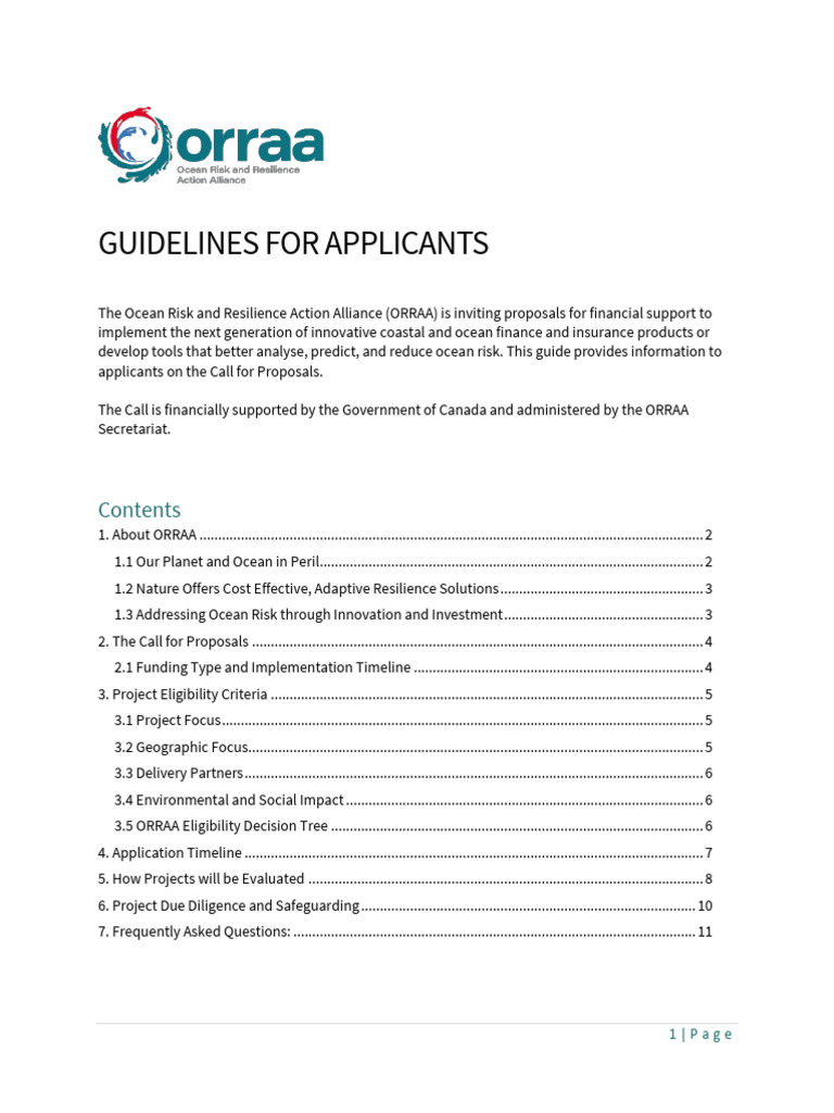 ORRAA Guidelines For Applicants July 2022 | PDF | Climate Resilience ...