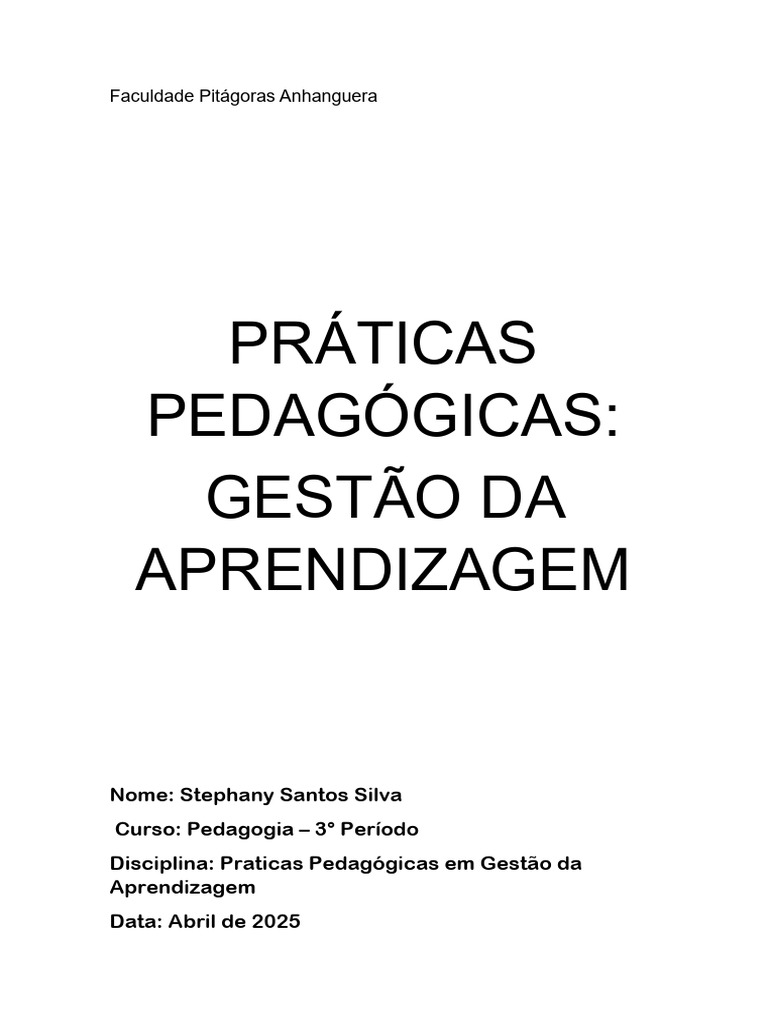 Gestão da Aprendizagem na Pedagogia | PDF | Pedagogia | Aprendizado