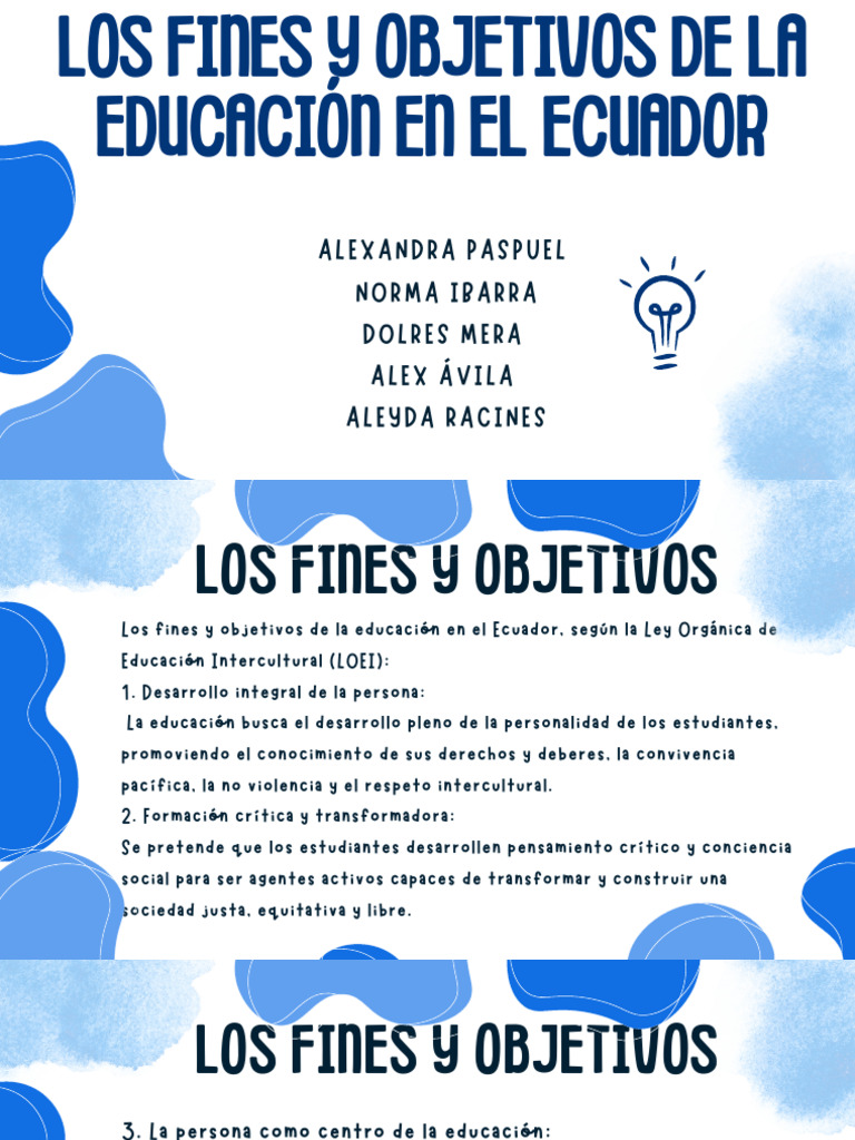 Fines y Objetivos de la Educación en Ecuador | PDF | Plan de estudios ...