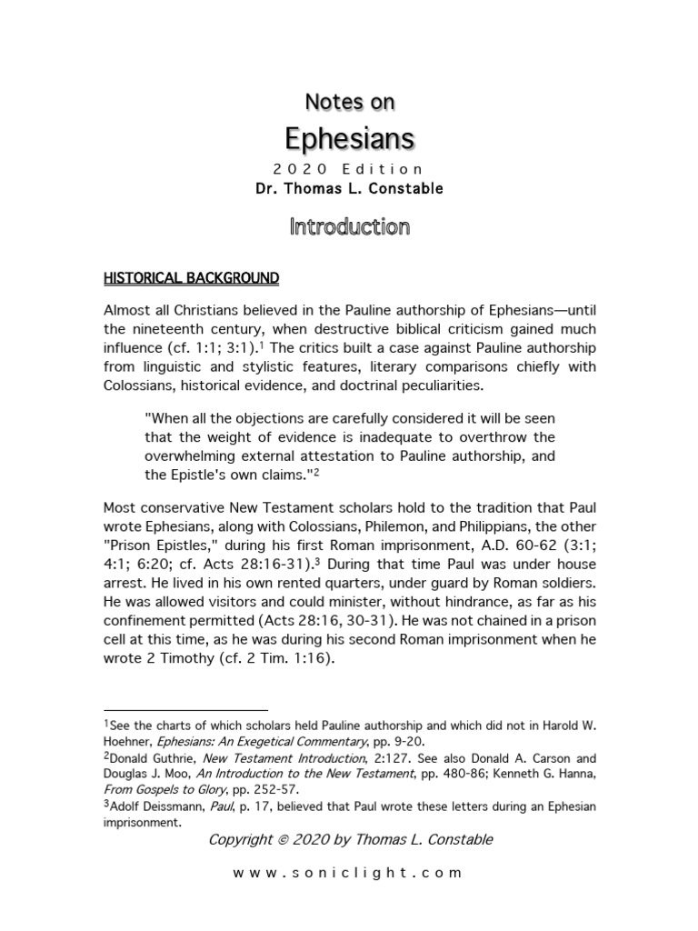 Ephesians - Constable | PDF | Epistle To The Colossians | Paul The Apostle