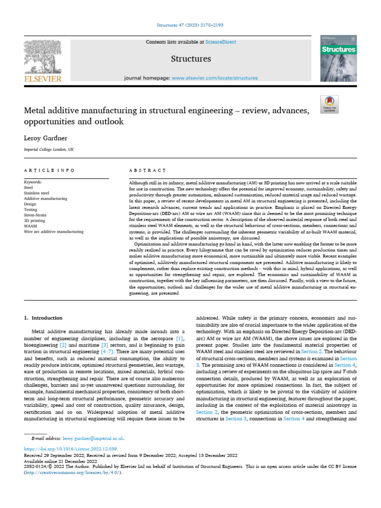 Metal Additive Manufacturing in Construction | PDF | Fatigue (Material ...