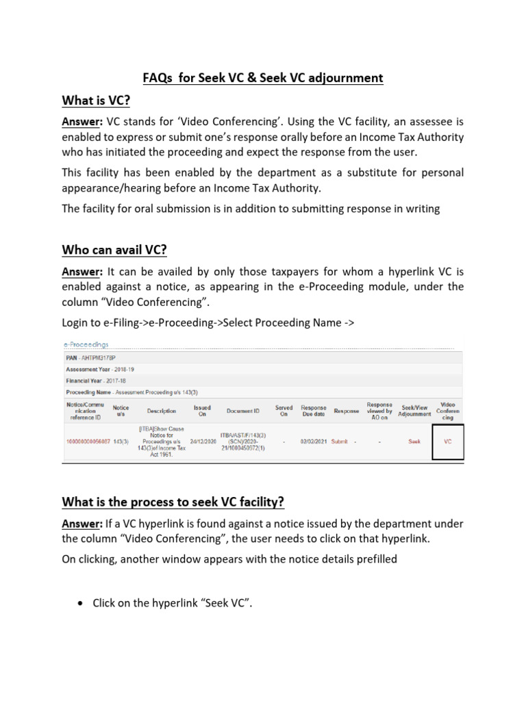VC and Seek Adjournment FAQ | PDF | Hyperlink | Software