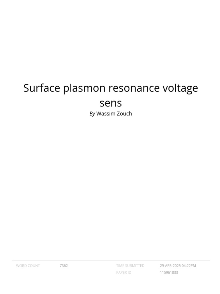 Surface Plasmon Resonance Voltage Sensitivity | PDF