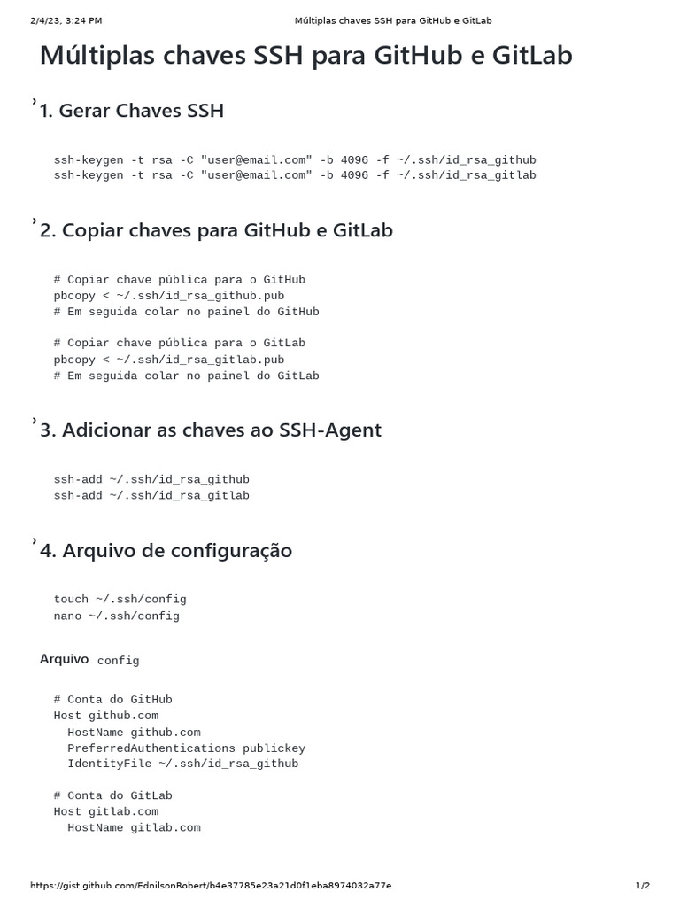 Múltiplas Chaves SSH para Git | PDF
