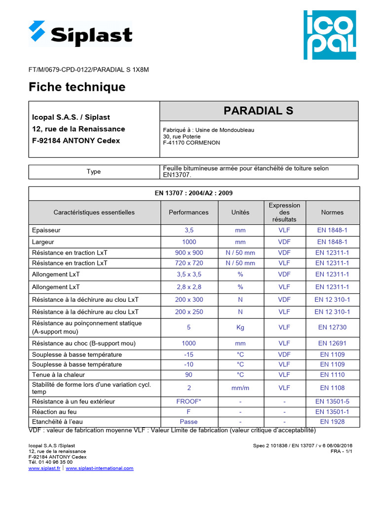Fiche technique Paradial S 1x8m | PDF