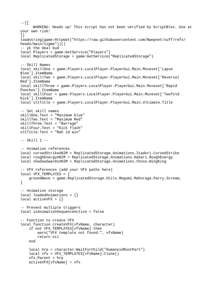 Roblox Animation and VFX Script | PDF