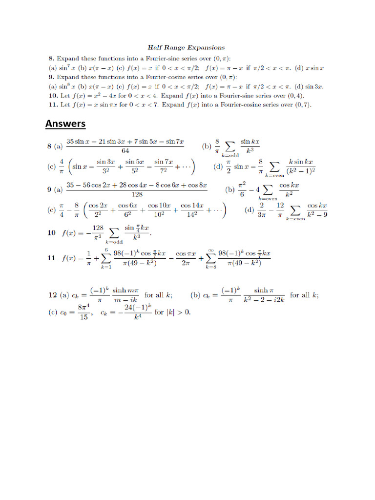 Half Range Expansions Tutorial | PDF