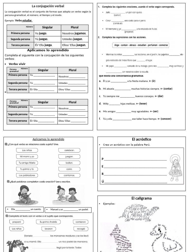 Guía de Conjugación Verbal y Actividades | PDF | Verbo | Plural