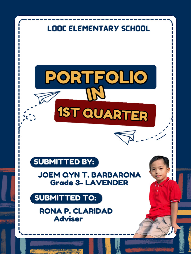 Portfolio in Filipino Document in Blue Weave Textile Pattern Background ...