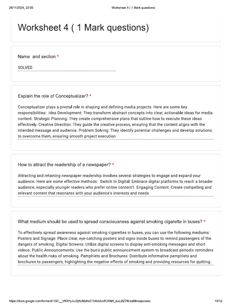 Worksheet 4 | PDF