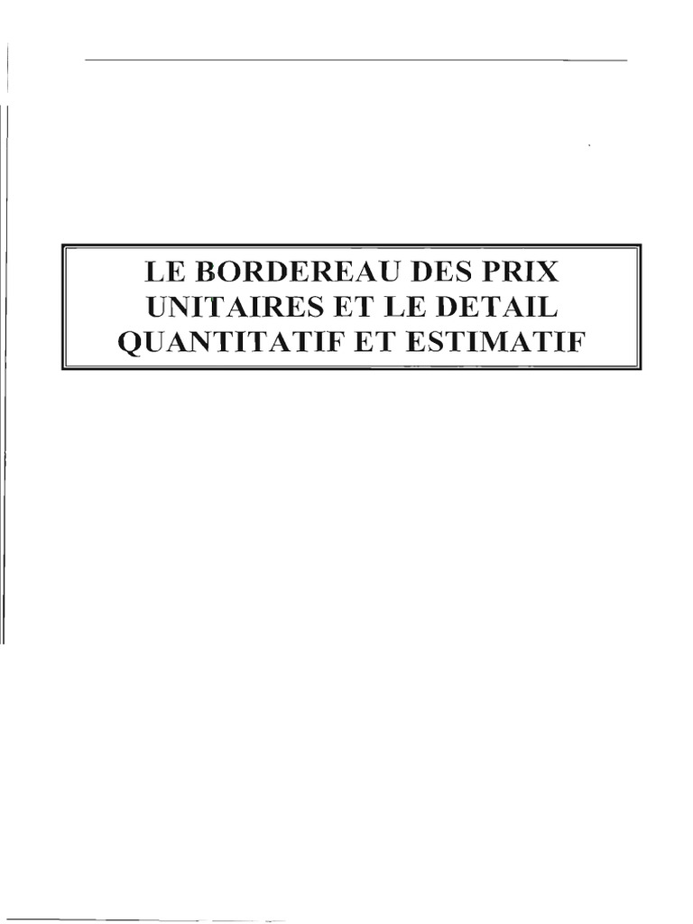 Bordereau des Prix Unitaires et Estimatif | PDF