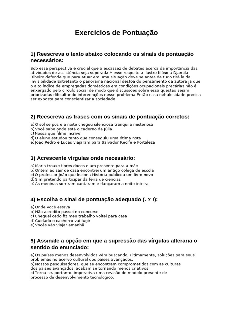 Exercícios de Correção de Pontuação | PDF