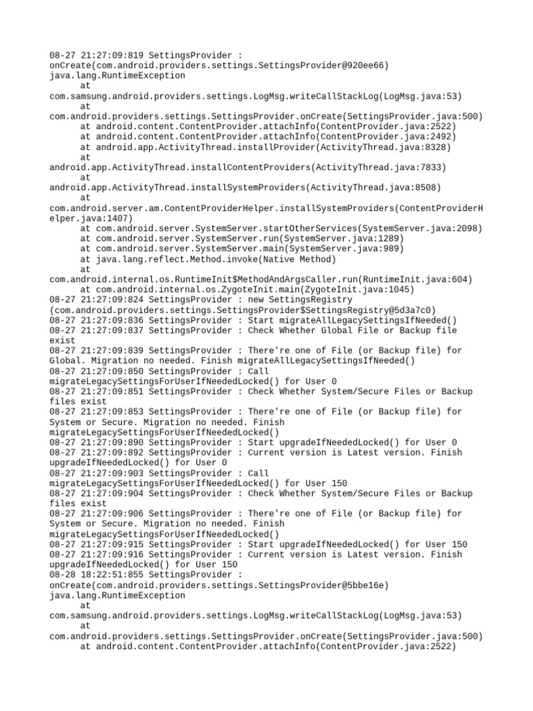 Samsung Settings Provider Logs Analysis | PDF | Computing | Software