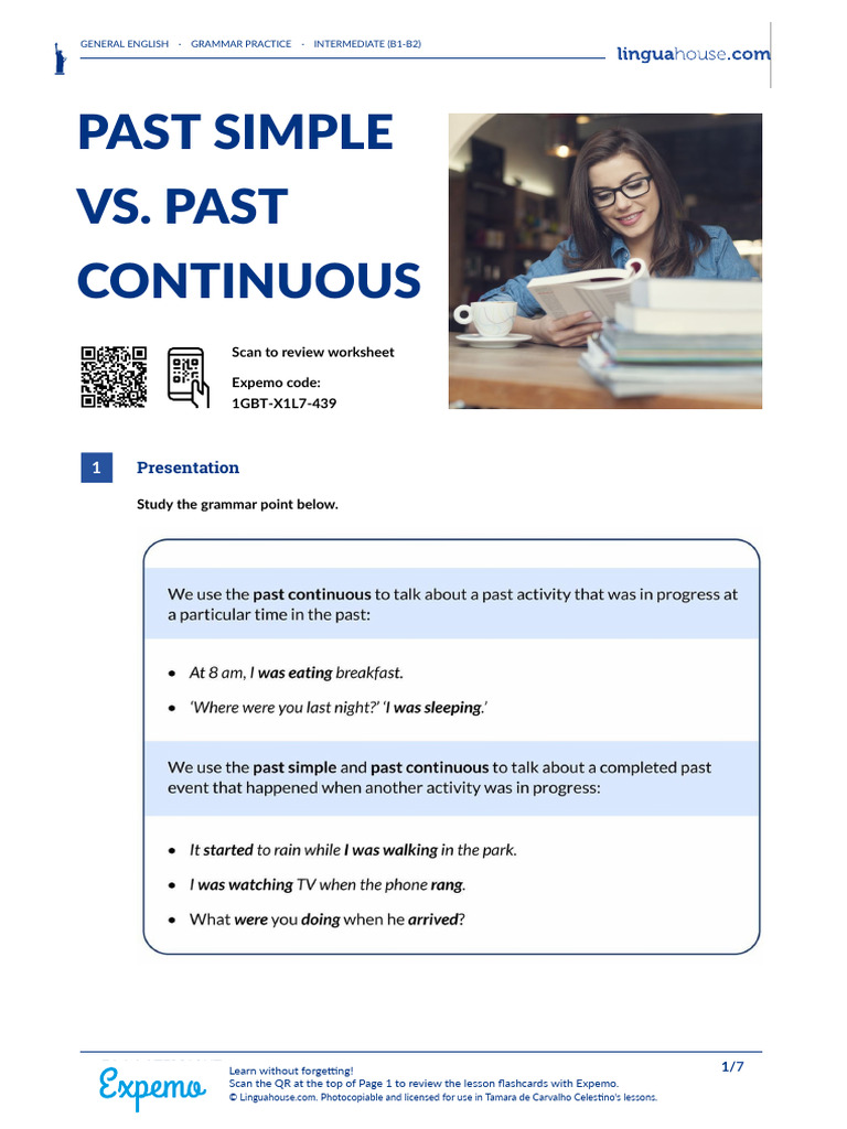 Past Simple Vs Past Continuous American English Student B1 B2 | PDF