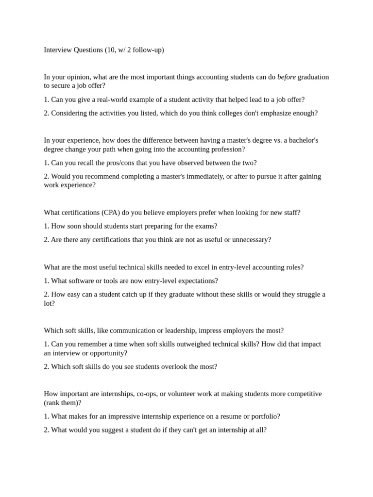 Interview Questions For Report | PDF | Mentorship | Skill