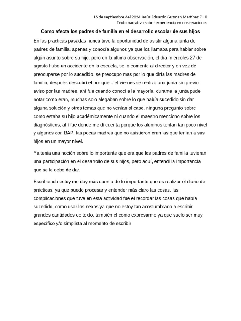 Como Afecta Los Padres de Familia en El Desarrollo Escolar de Sus Hijos ...