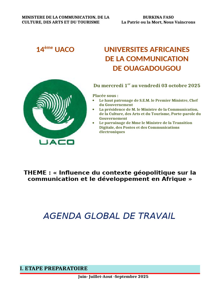 UACO 2025 : Communication et Géopolitique en Afrique | PDF | Burkina Faso