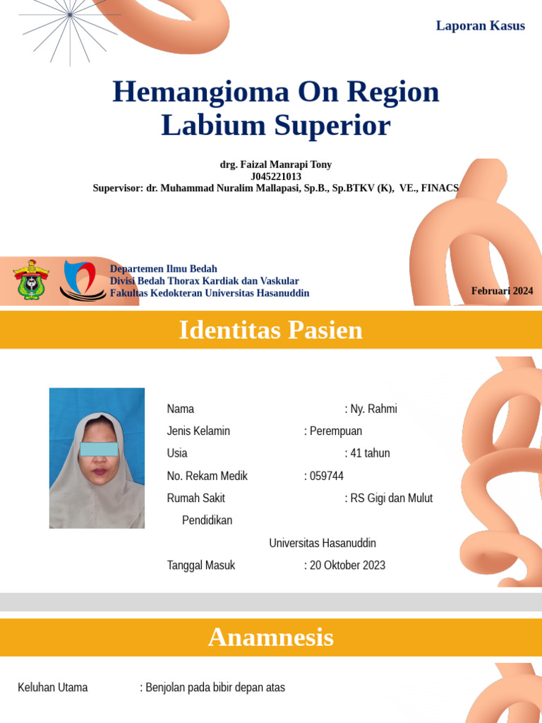 Hemangioma pada Labium Superior: Kasus dan Terapi | PDF