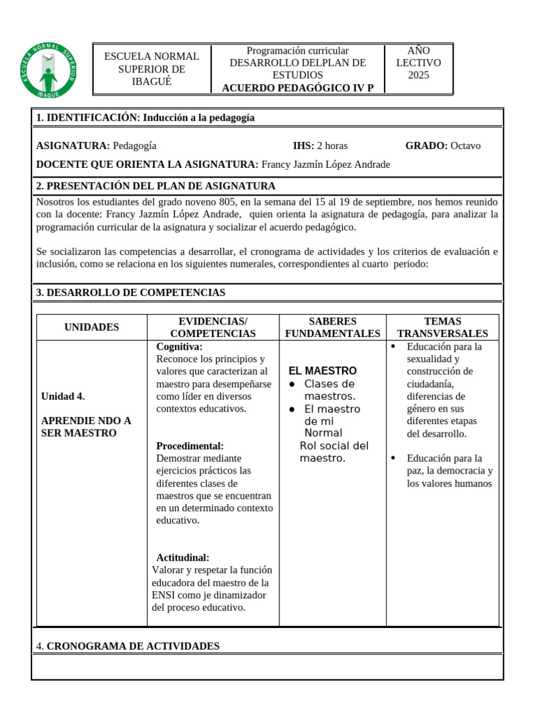 Plan de Estudios de Pedagogía 2025 | PDF | Maestros | Aprendizaje
