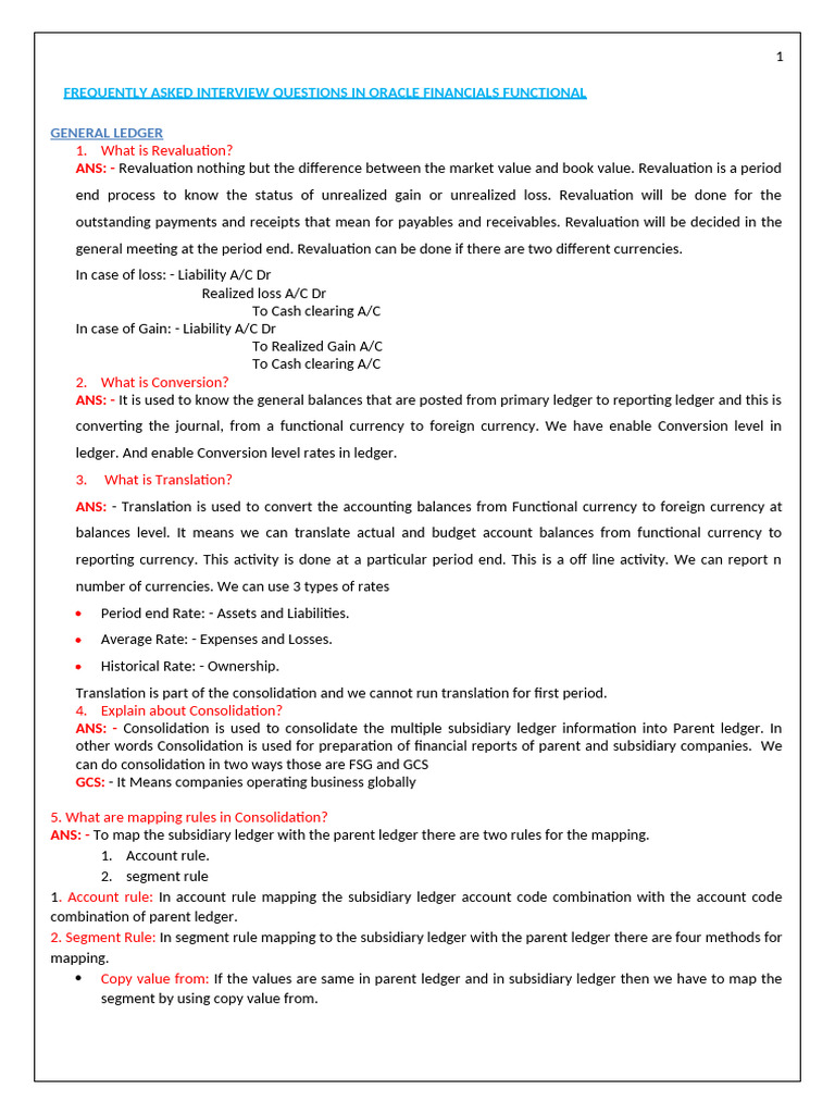 Oracle Financials Interview Questions | PDF | Debits And Credits ...