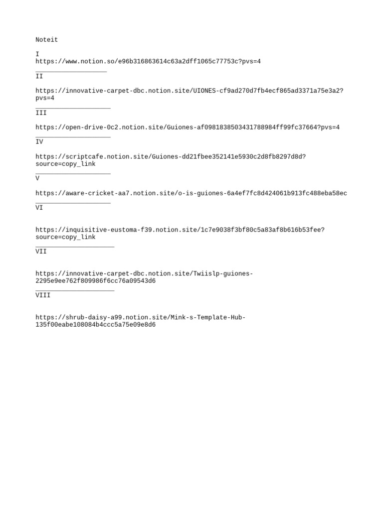 Notion Links for Script Templates | PDF