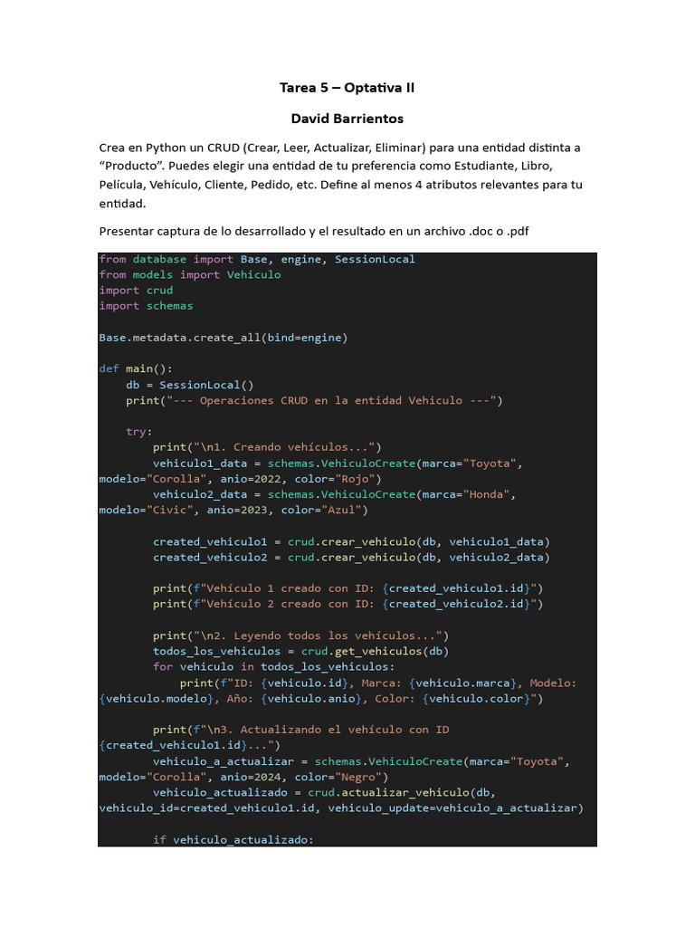CRUD en Python para Vehículos | PDF | Fabricantes de automóviles de ...