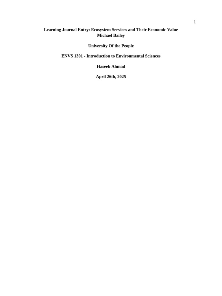 ENVS 1301 - Introduction To Environmental Sciences WK 3 | PDF ...