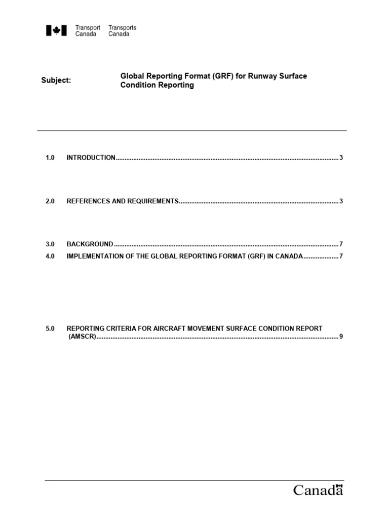 Global Reporting Format for Runway Conditions | PDF | Snow | Runway