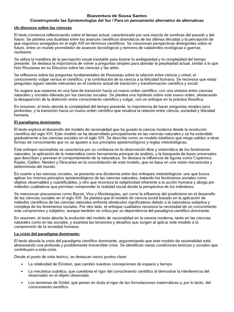 Crisis y futuro de la ciencia moderna | PDF | Teoría | Conocimiento