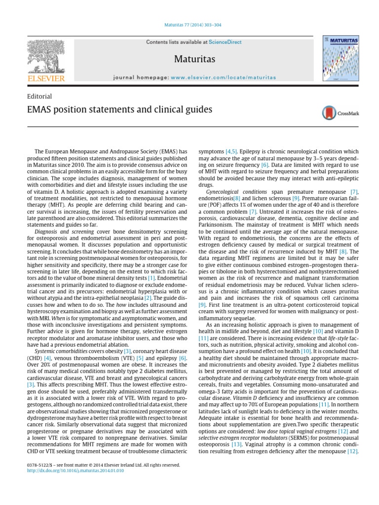 EMAS Position Statements and Clinical Guides 2014 | PDF | Menopause ...