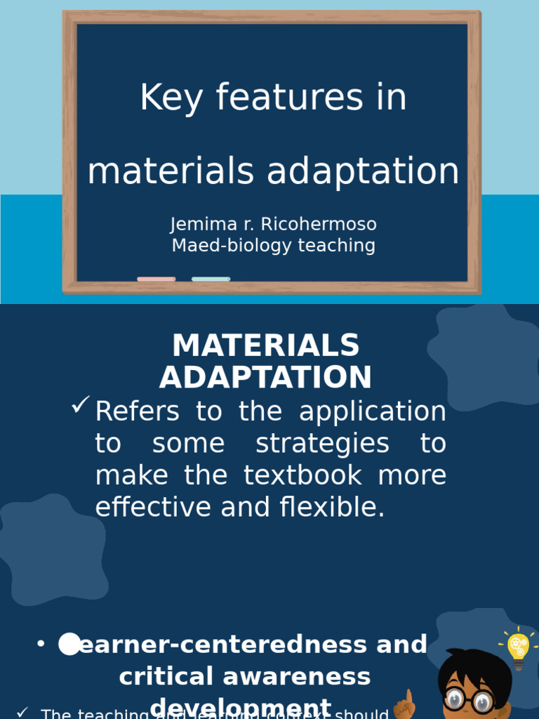 Key Features of Materials Adaptation | PDF | Learning | Communication