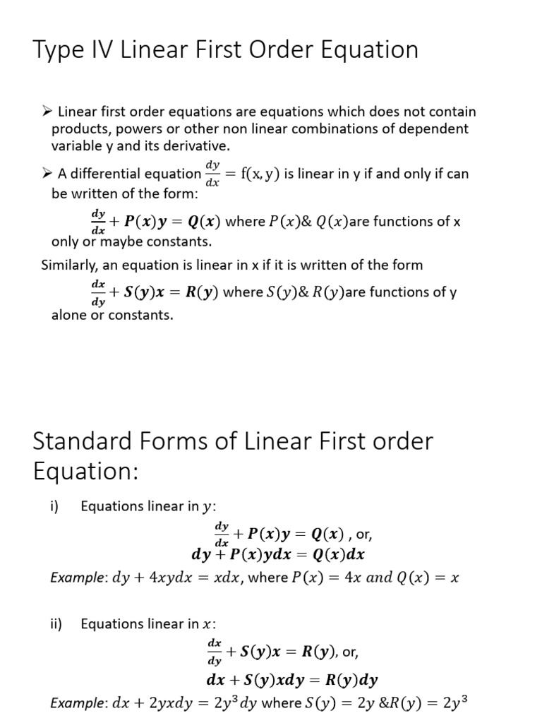 Unit II OFOE Linear First Order Equation | PDF | Equations ...