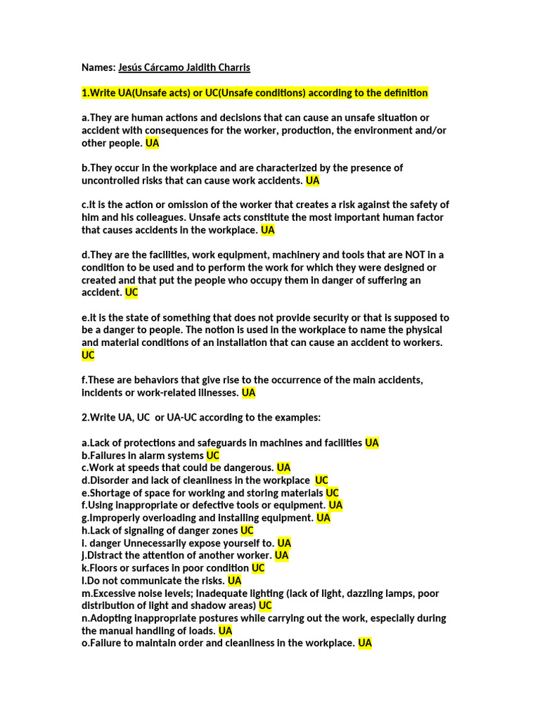 Understanding UA and UC in Safety | PDF