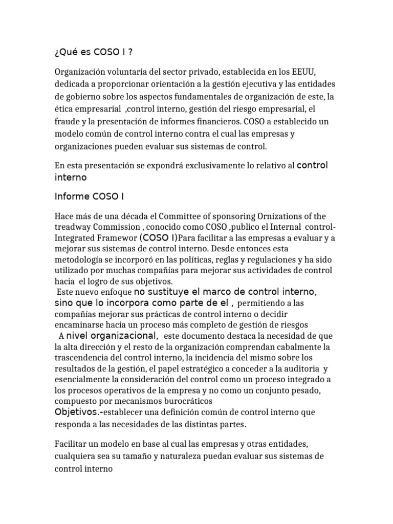 Control Interno según COSO I y III | PDF | Información | Business