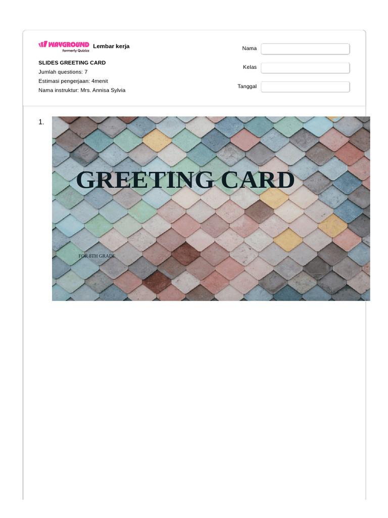Slides Greeting Card - Wayground | PDF