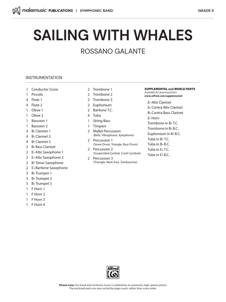 Sailing with Whales - Grade 5 Band Score | PDF | Trombone | Musical ...