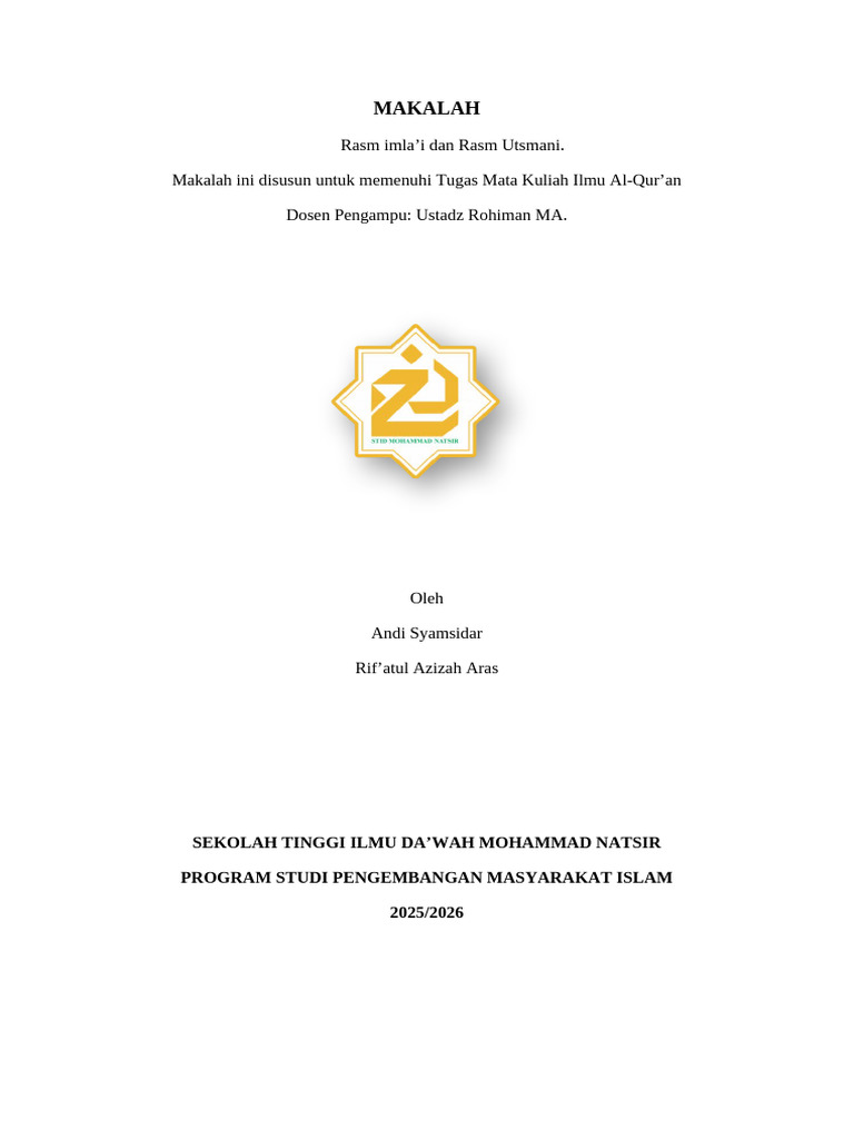 Rasm Imla’i dan Rasm Utsmani dalam Al-Qur'an | PDF