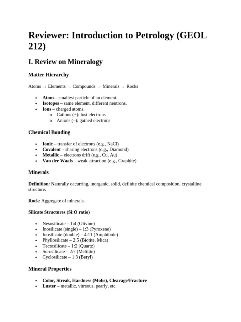 Petrology Midterms Reviewer | PDF | Magma | Igneous Rock