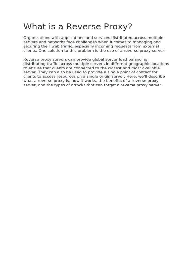 Understanding Reverse Proxy Servers | PDF