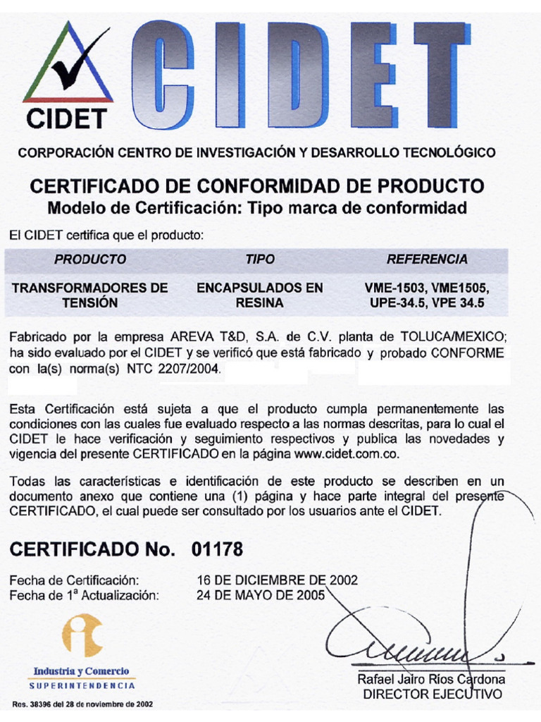 Cidet - 01178 - TP'S - Areva - 1 - Upe 34.5 | PDF