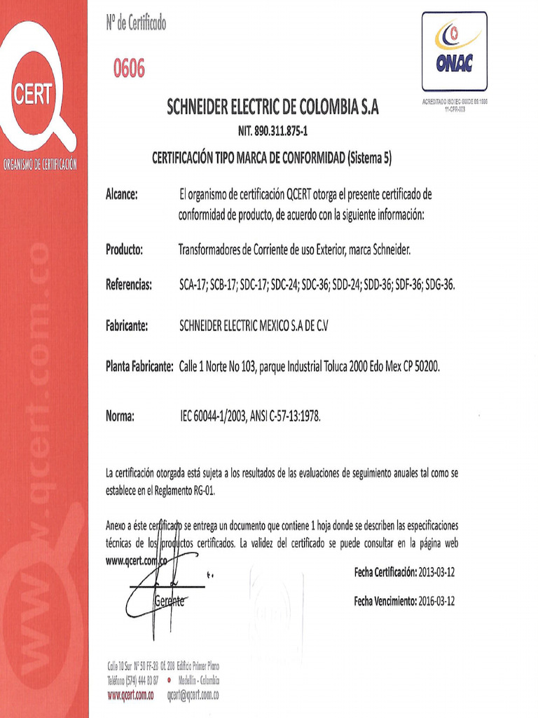 Onac 0606 TC S Schneider-Areva | PDF