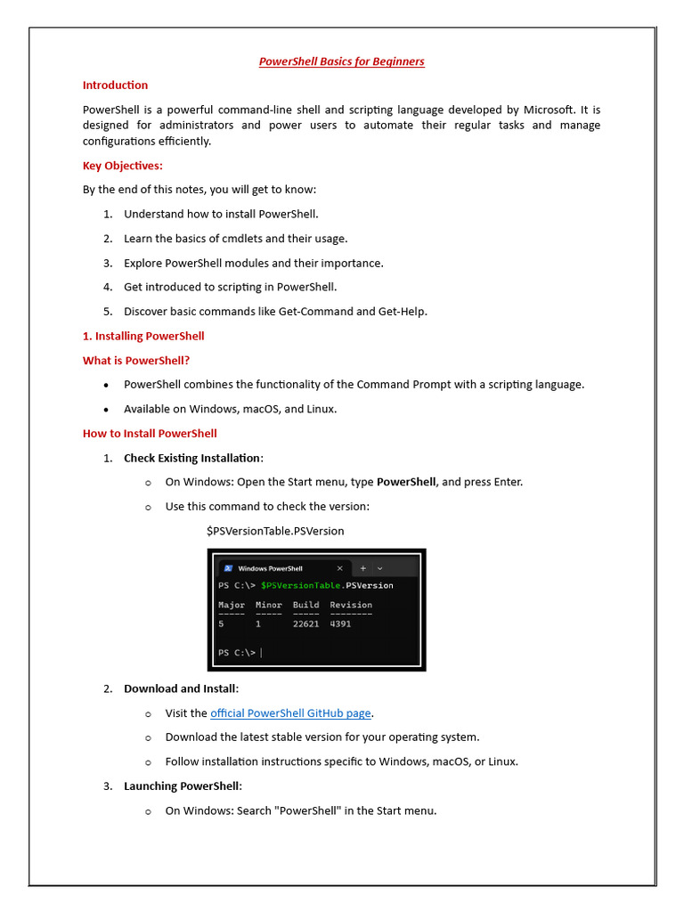 PowerShell Basics for Beginners Guide | PDF | Microsoft | Operating ...