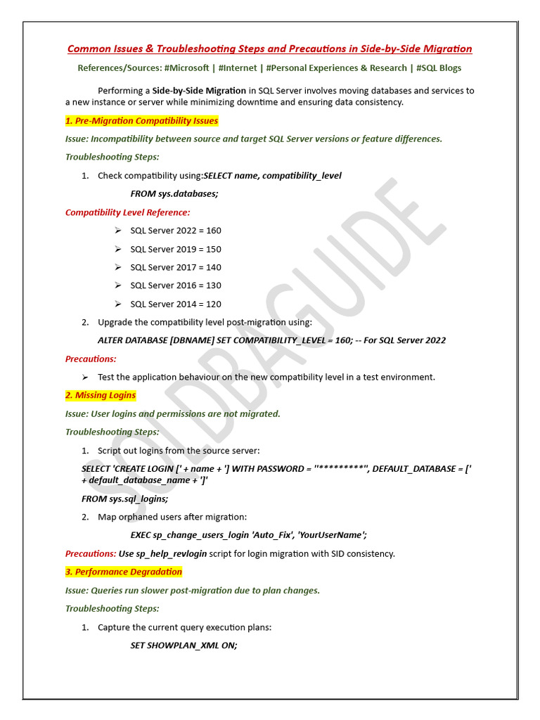 SQL Server Side-by-Side Migration Guide | PDF | Microsoft Sql Server ...