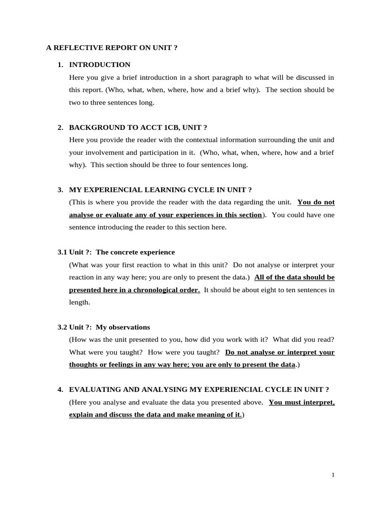 Reflective Report Template - Portfolio | PDF | Learning