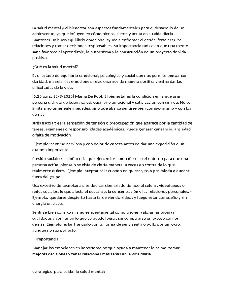 La Salud Mental y El Bienestar Son Aspectos Fundamentales para El ...