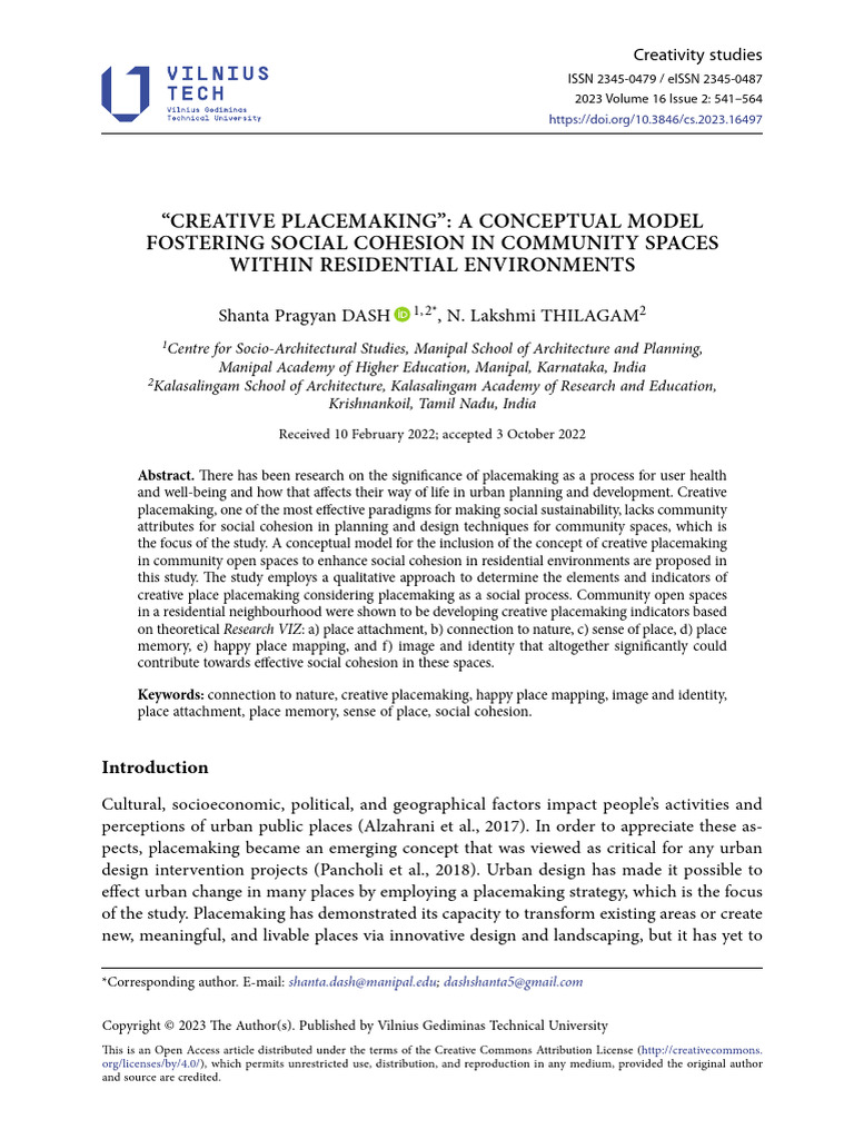 Creative Placemaking for Social Cohesion | PDF | Attachment Theory ...
