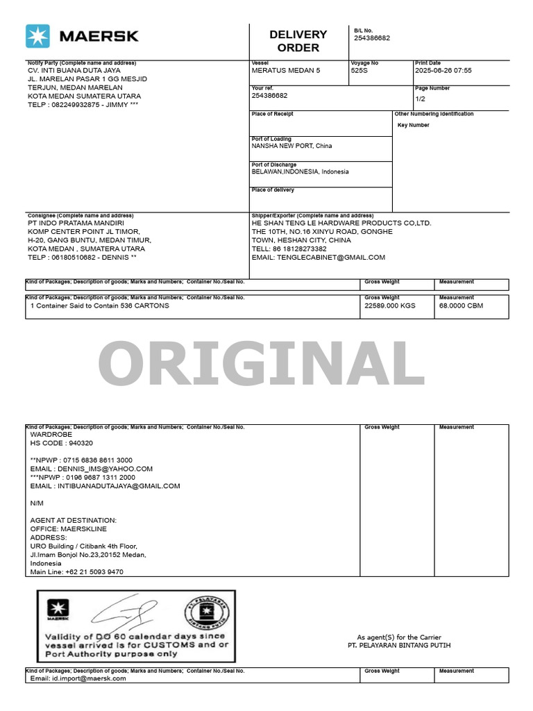 Original: Delivery Order | PDF | Freight Transport | Supply Chain ...