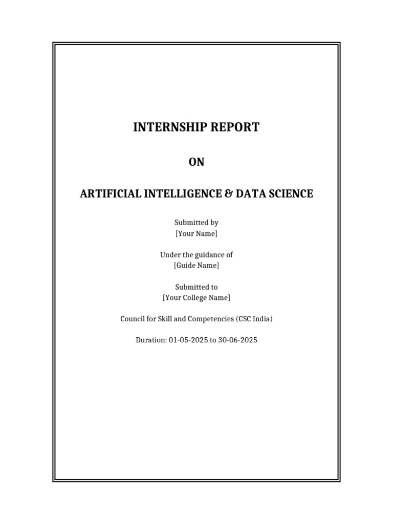 AI & Data Science Internship Report | PDF | Artificial Intelligence ...