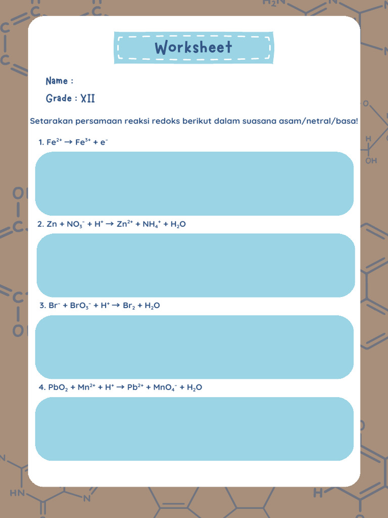 Redox Reaction Worksheet for Students | PDF